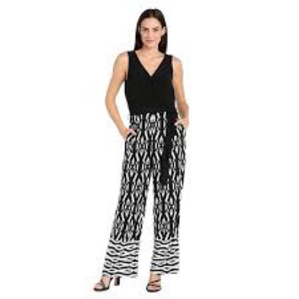 Elegant Black and White Geometric Jumpsuit